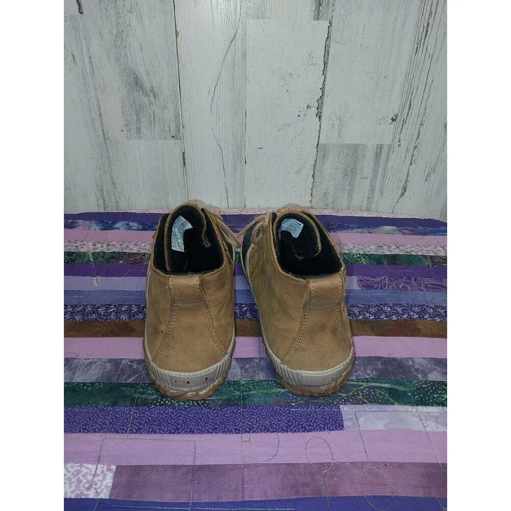 Sorel Out n About Leather Duck Boots Womens 7 Tan Black Lace Up Waterproof Mid
